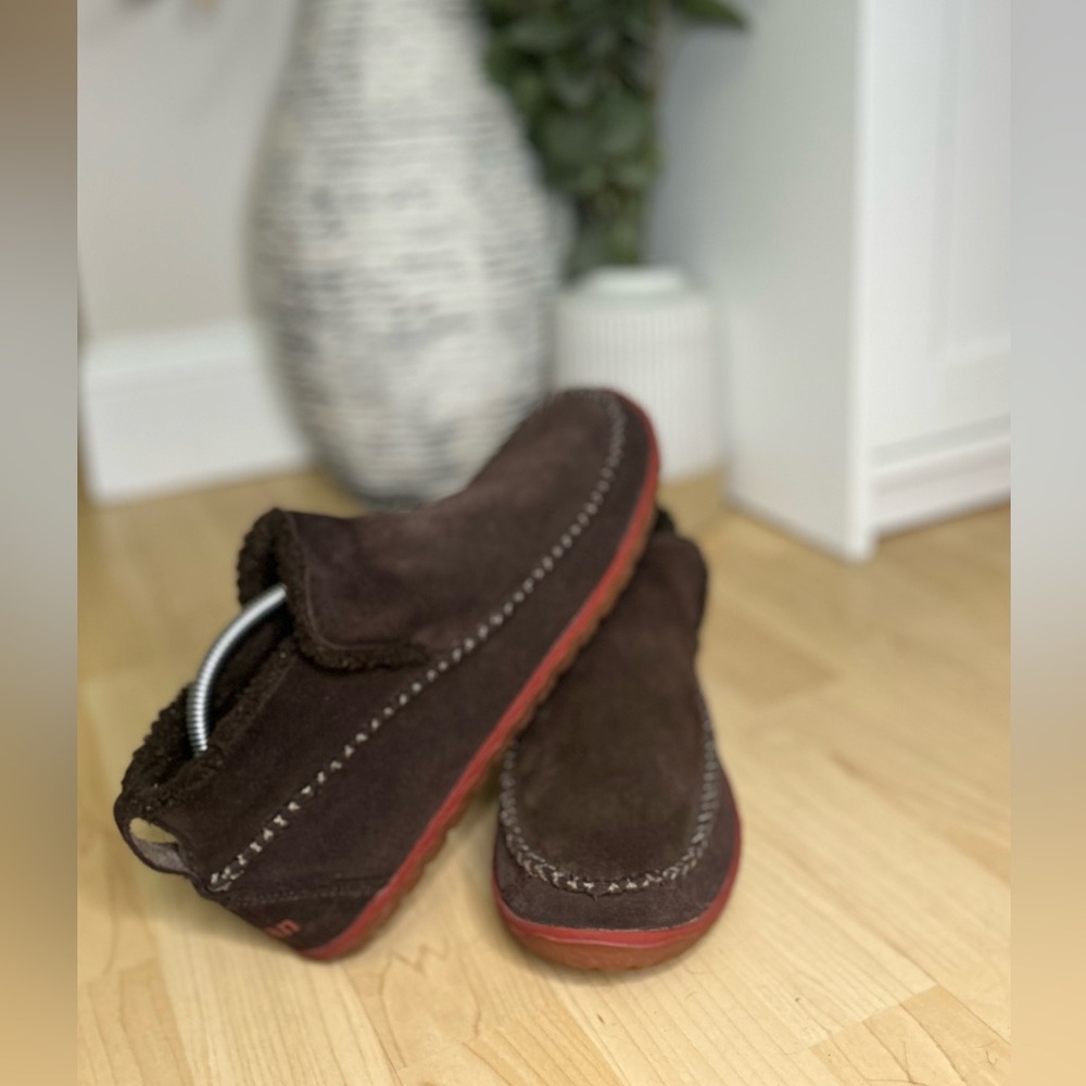 L.L. Bean comfy Mountain Fleece Lined Slippers Boot Mocs Suede Brown Men’s 9 …